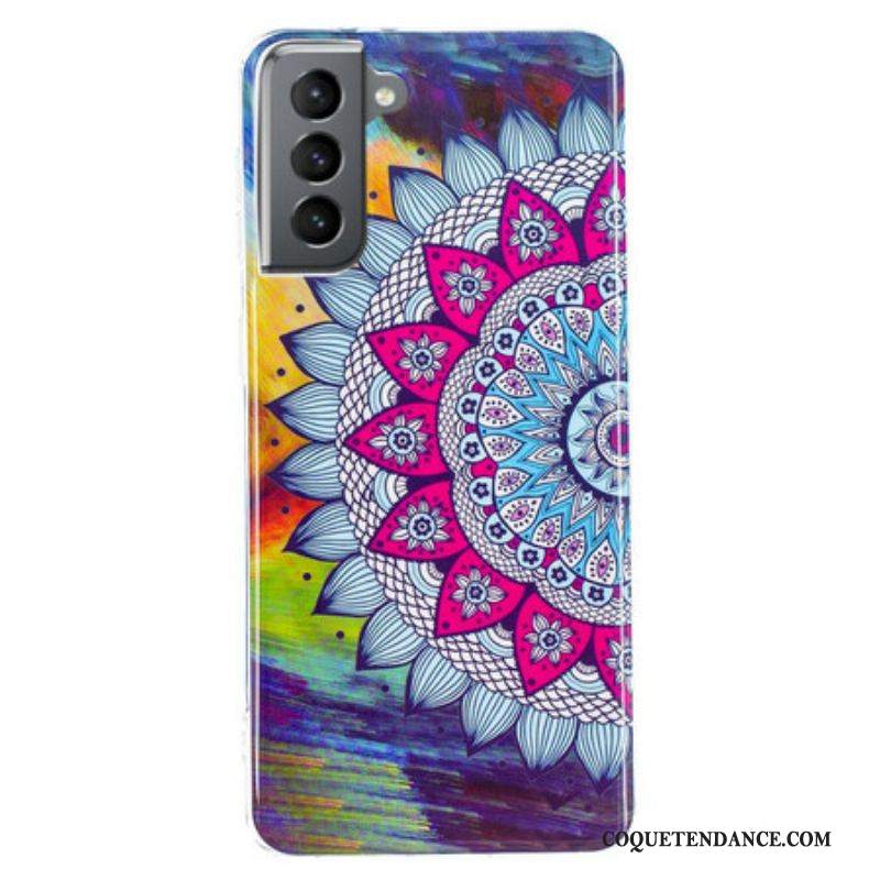 Coque Samsung Galaxy S21 FE Mandala Coloré Fluorescente