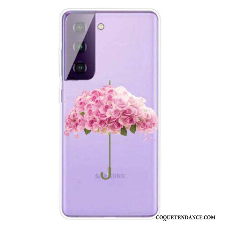 Coque Samsung Galaxy S21 FE Parapluie en Roses