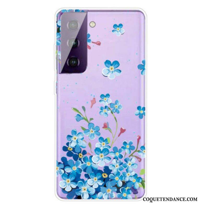 Coque Samsung Galaxy S21 Plus 5G Fleurs Bleues