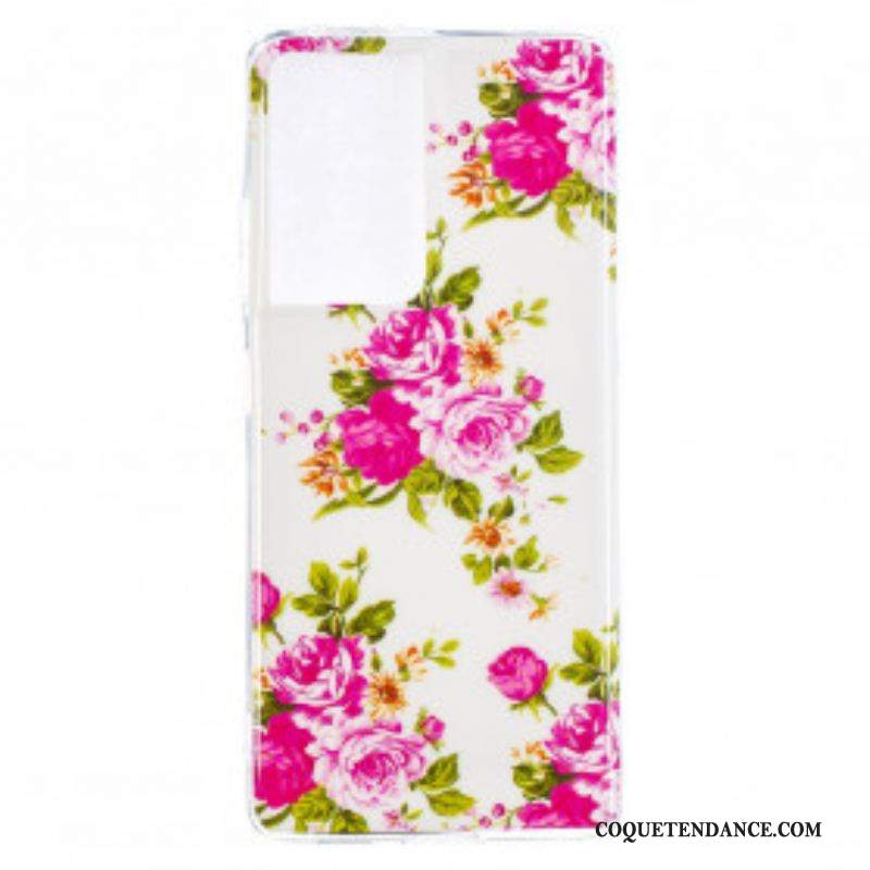 Coque Samsung Galaxy S21 Ultra 5G Fleurs Liberty Fluorescente