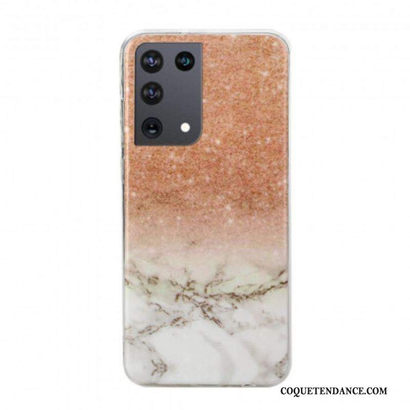 Coque Samsung Galaxy S21 Ultra 5G Marbre Paillettes Dégradés