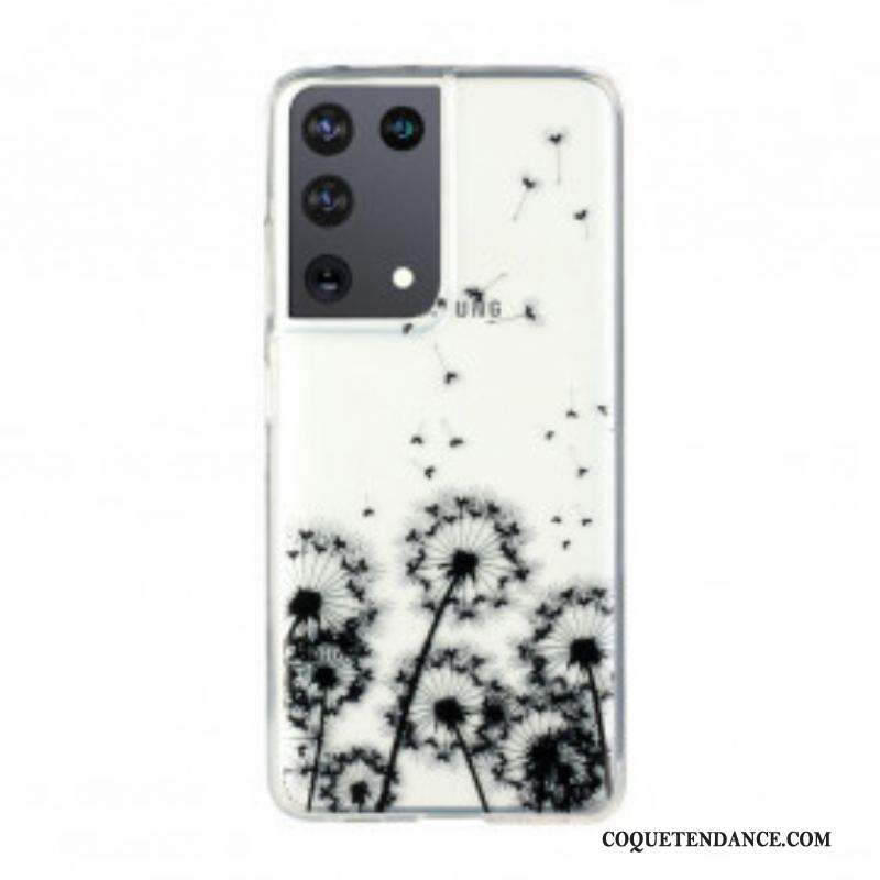 Coque Samsung Galaxy S21 Ultra 5G Transparente Pissenlits Noirs