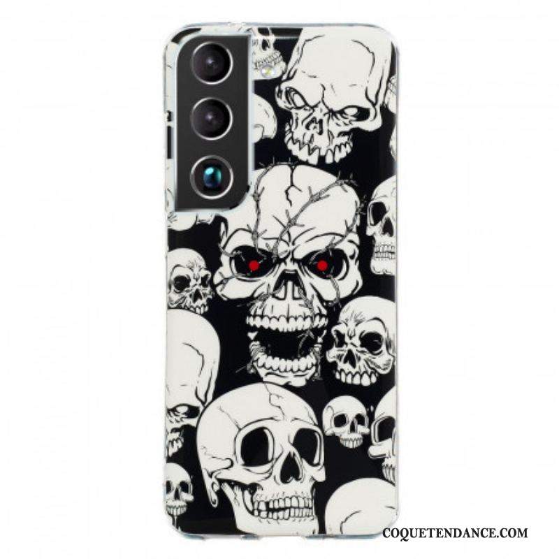 Coque Samsung Galaxy S22 Plus 5G Attention Têtes de Mort Fluorescente