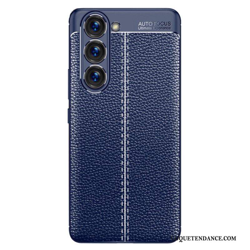 Coque Samsung Galaxy S23 5G Effet Cuir Litchi Double Line