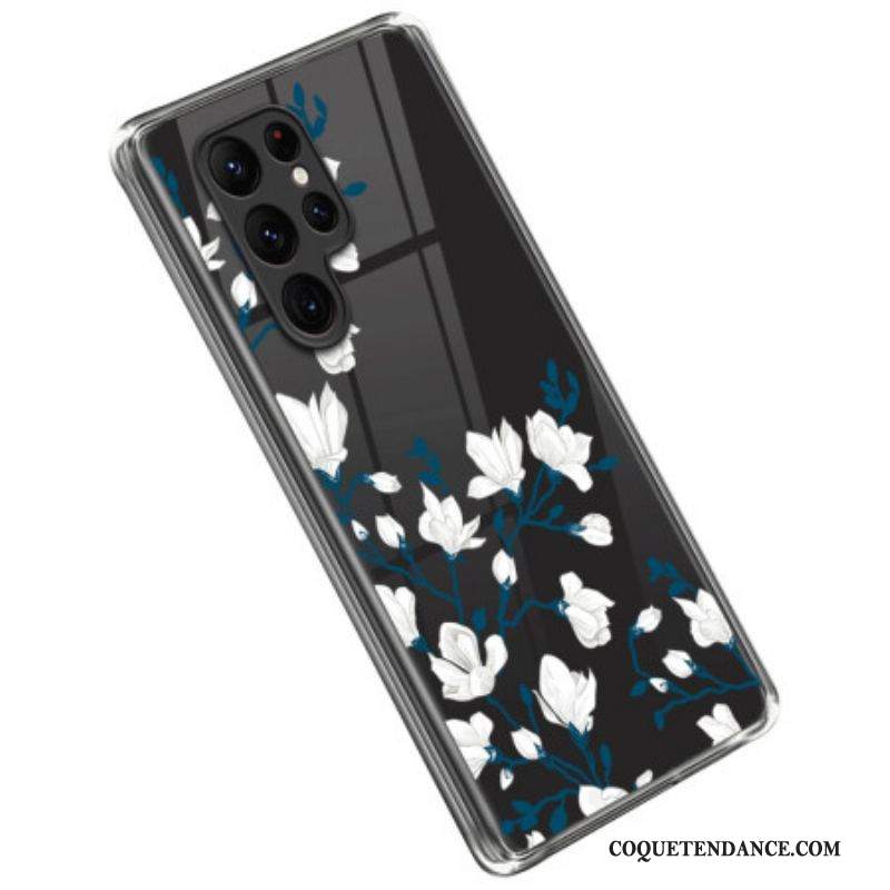 Coque Samsung Galaxy S23 Ultra 5G Fleurs Blanches