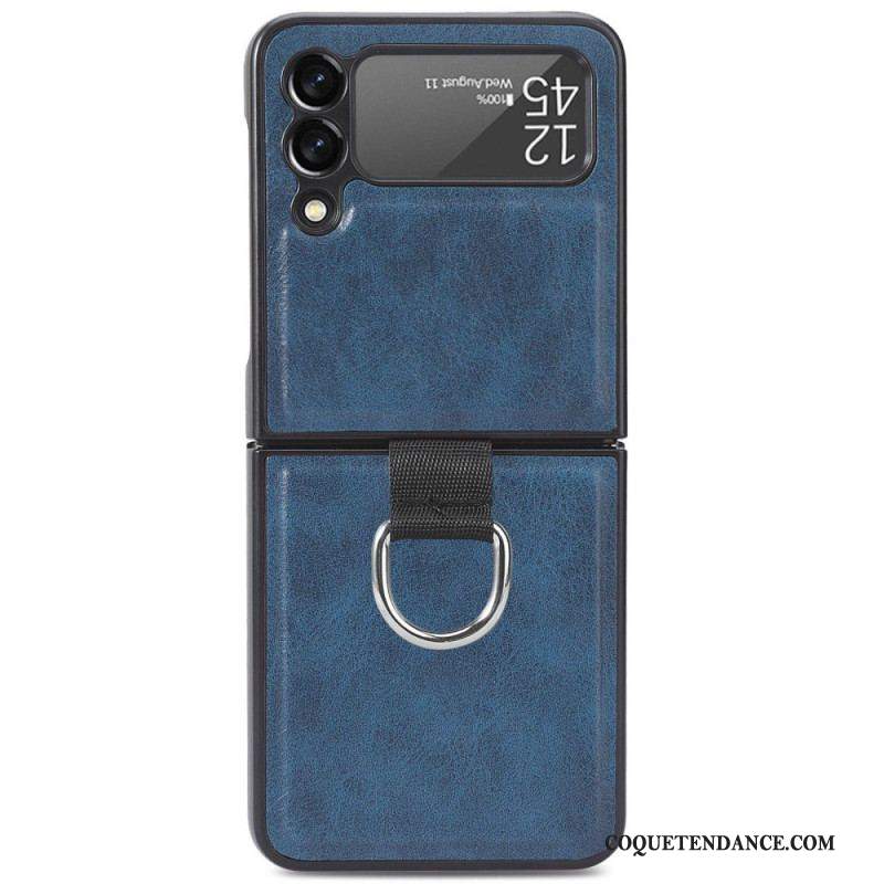 Coque Samsung Galaxy Z Flip 3 5G Style Cuir Vintage avec Anneau