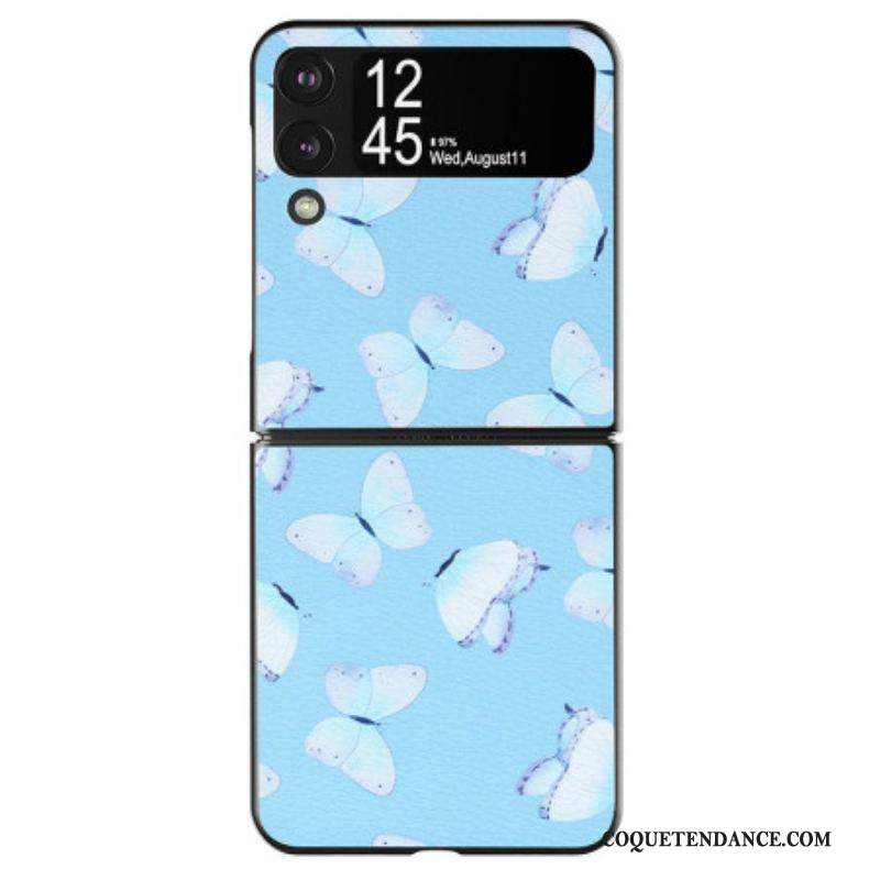Coque Samsung Galaxy Z Flip 4 Simili Cuir Papillons