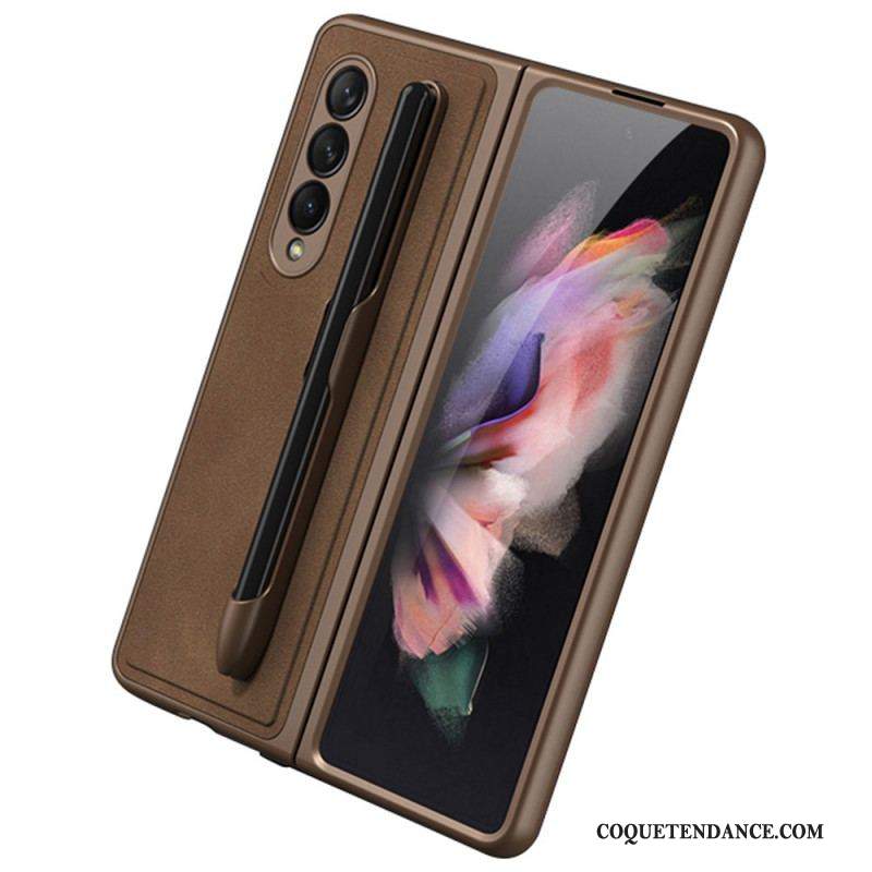 Coque Samsung Galaxy Z Fold 3 5G Effet Cuir Porte-Stylet GKK