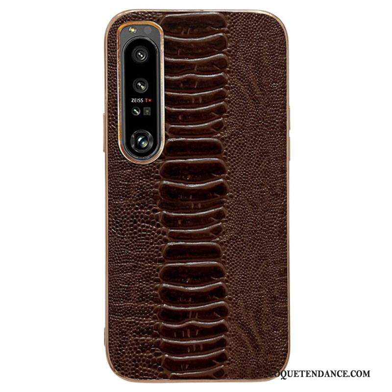 Coque Sony Xperia 5 IV Cuir Véritable Style Crocodile