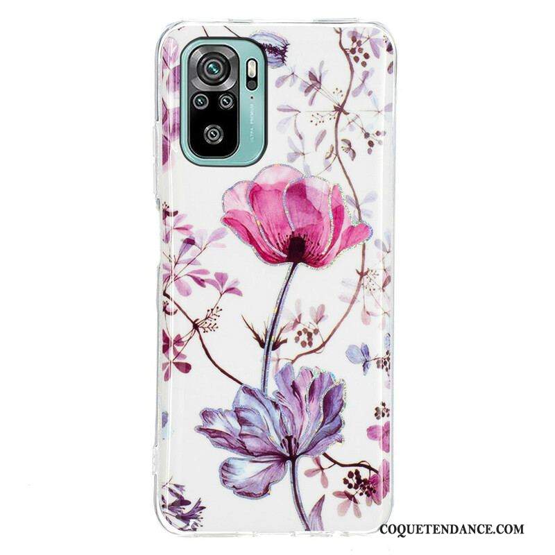 Coque Xiaomi Redmi Note 10/10S/Poco M5s Marbrée Fleurs