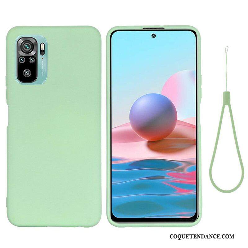 Coque Xiaomi Redmi Note 10/10S/Poco M5s Silicone Liquide Avec Lanière