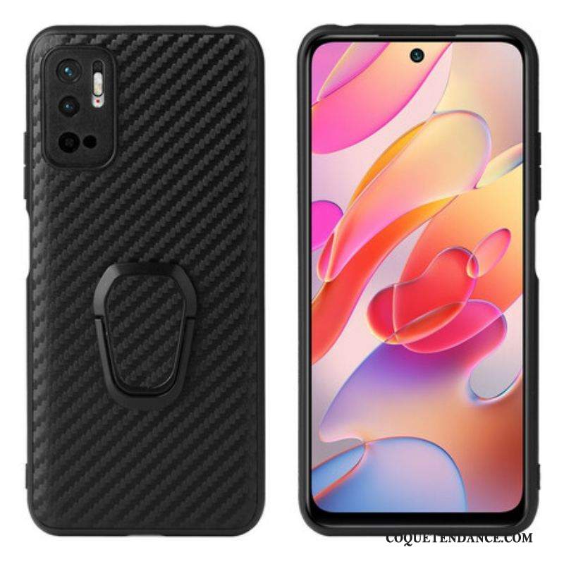 Coque Xiaomi Redmi Note 10 5G / Poco M3 Pro 5G Fibre Carbone Anneau-Support