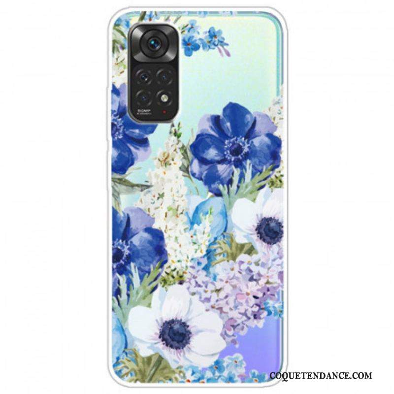 Coque Xiaomi Redmi Note 11 Pro /  Note 11 Pro 5G Fleurs Bleues Aquarelle