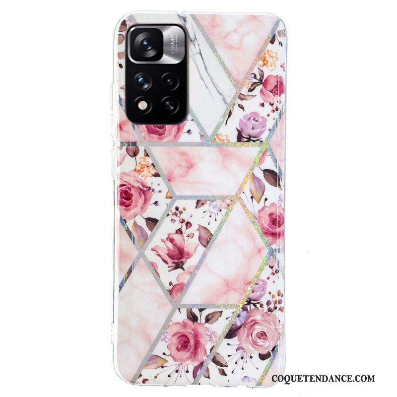 Coque Xiaomi Redmi Note 11 Pro Plus 5G Marbrée Fleurs