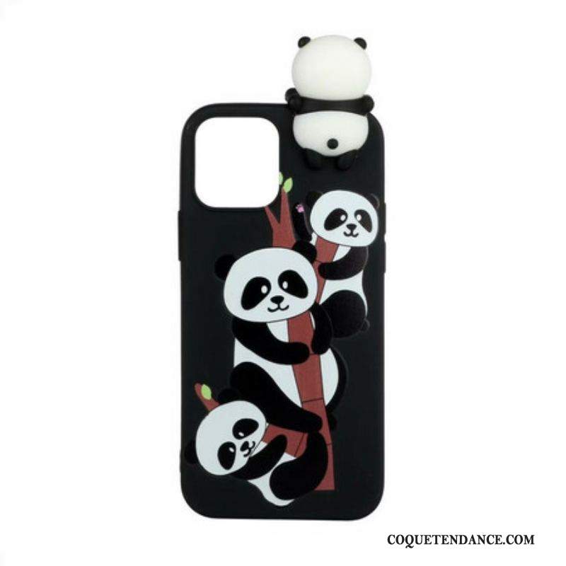 Coque iPhone 13 Mini 3D Pandas Sur Le Bambou