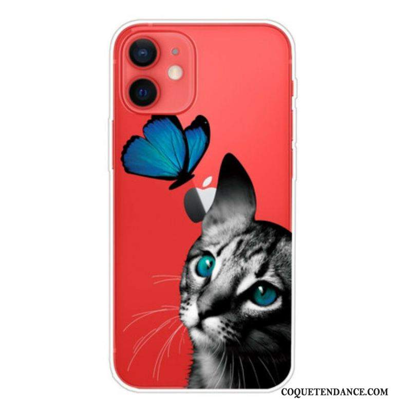 Coque iPhone 13 Mini Chat et Papillon