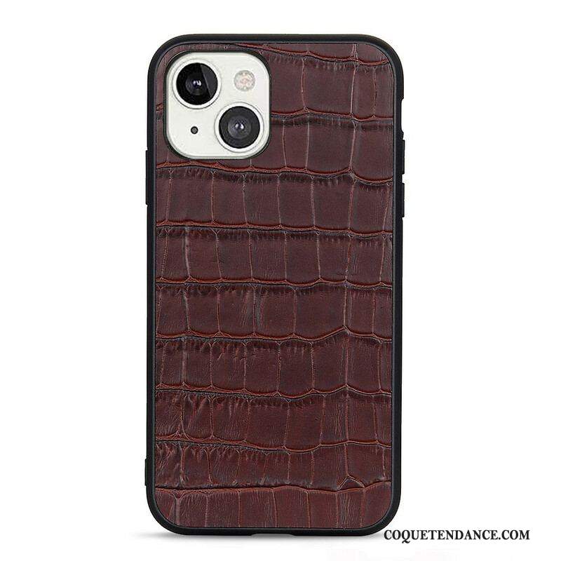 Coque iPhone 13 Mini Véritable Cuir Texture Crocodile