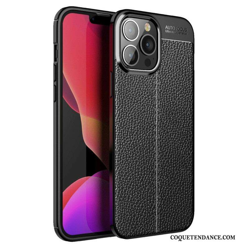Coque iPhone 13 Pro Max Effet Cuir Litchi Double Line