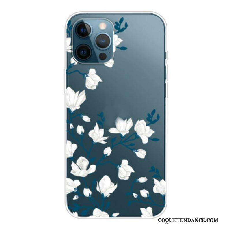 Coque iPhone 13 Pro Max Fleurs Blanches