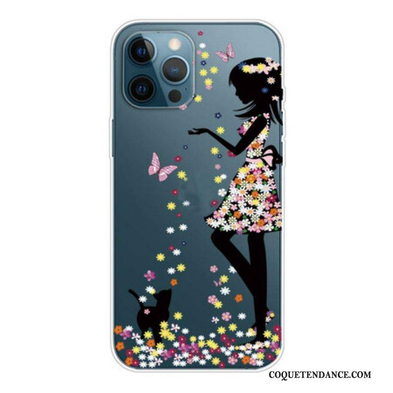 Coque iPhone 13 Pro Max Jeune Fille Fleurie