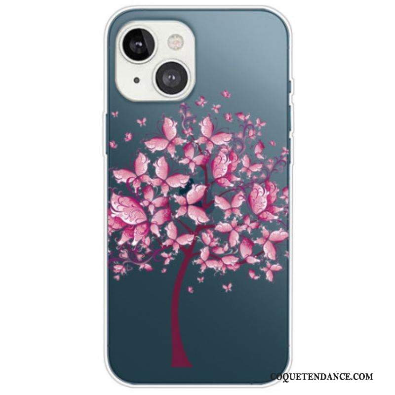 Coque iPhone 14 Plus Transparente Arbre à Papillons