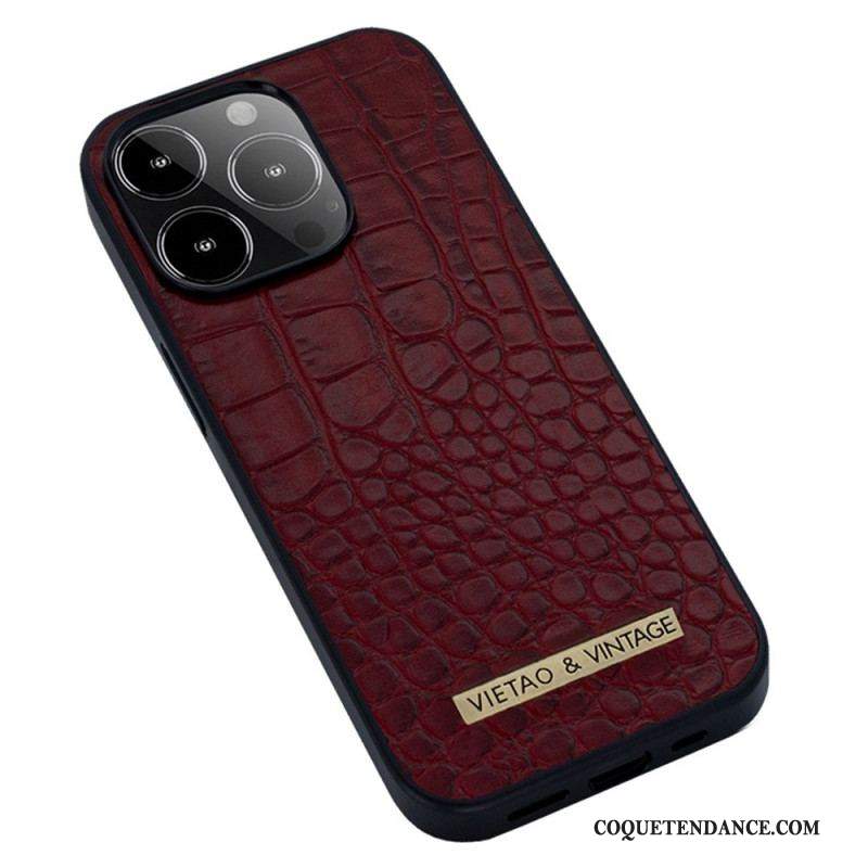 Coque iPhone 14 Pro Simili Cuir Crocodile VIETAO