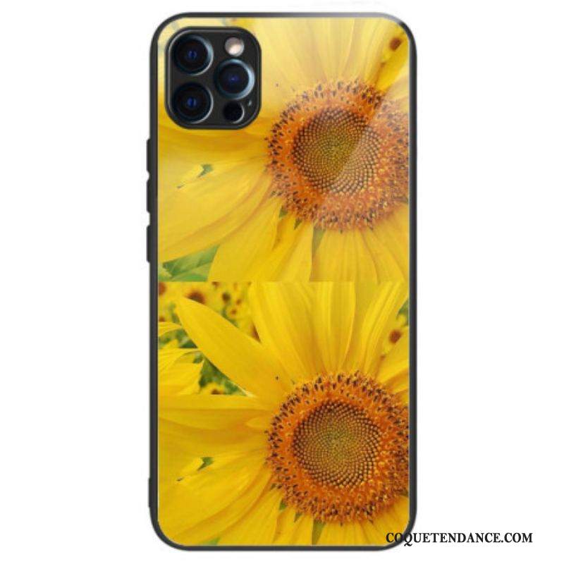 Coque iPhone 14 Pro Verre Trempé Tournesols