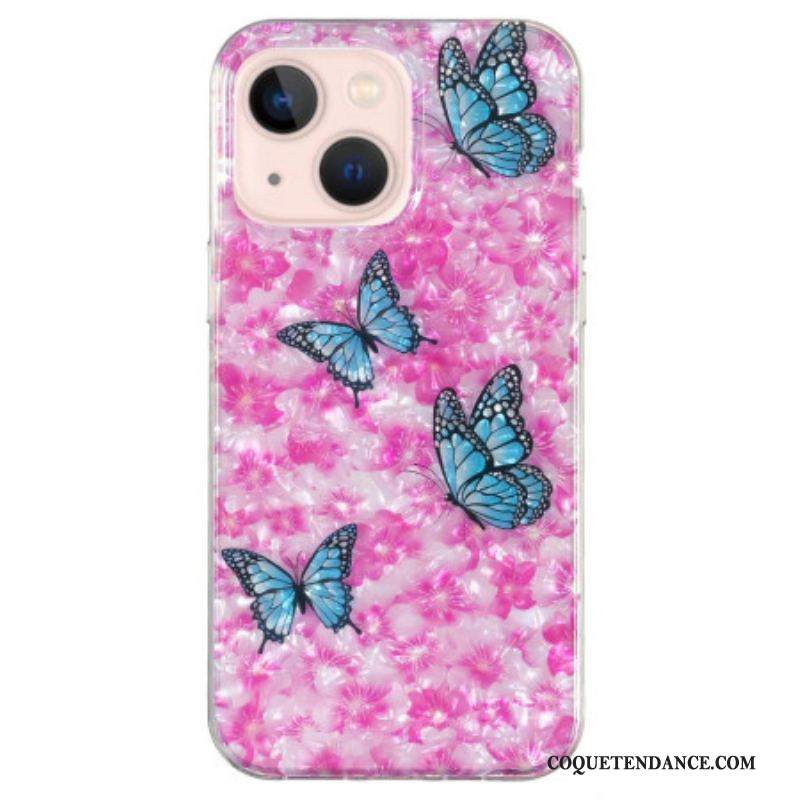 Coque iPhone 15 Plus Fleurs et Papillons