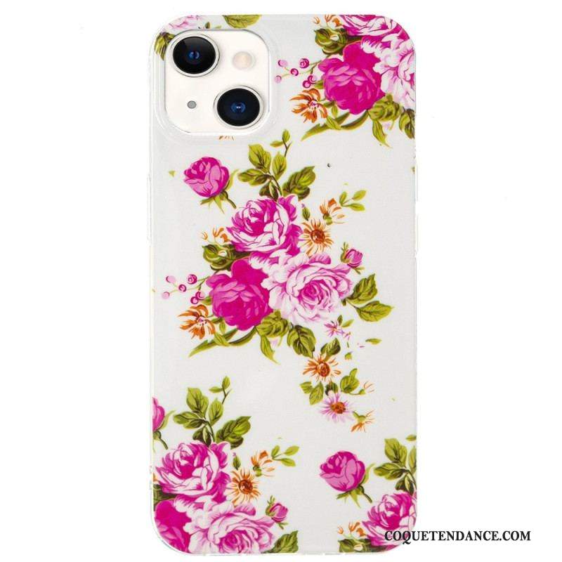 Coque iPhone 15 Plus Fluorescente Fleurs