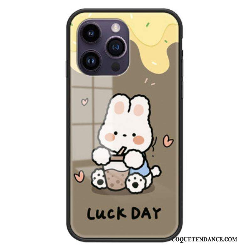 Coque iPhone 15 Pro Max Verre Trempé Milk Tea Rabbit