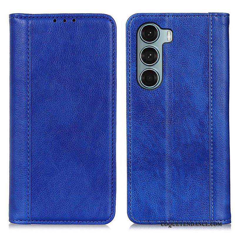 Flip Cover Moto G200 5G Version Cuir Litchi Fendu