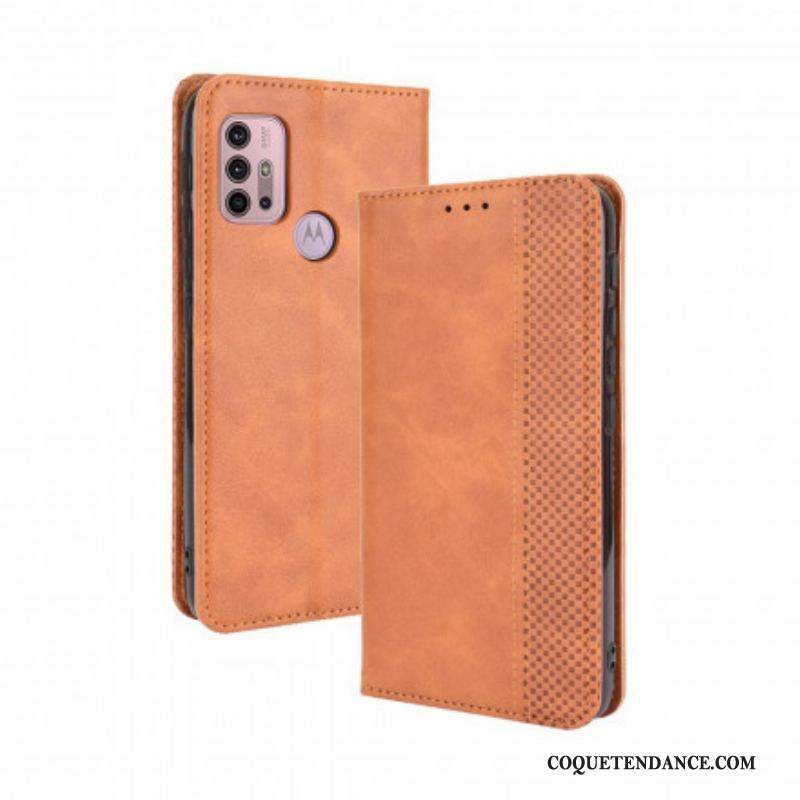 Flip Cover Moto G30 / Moto G10 Effet Cuir Vintage Stylisé