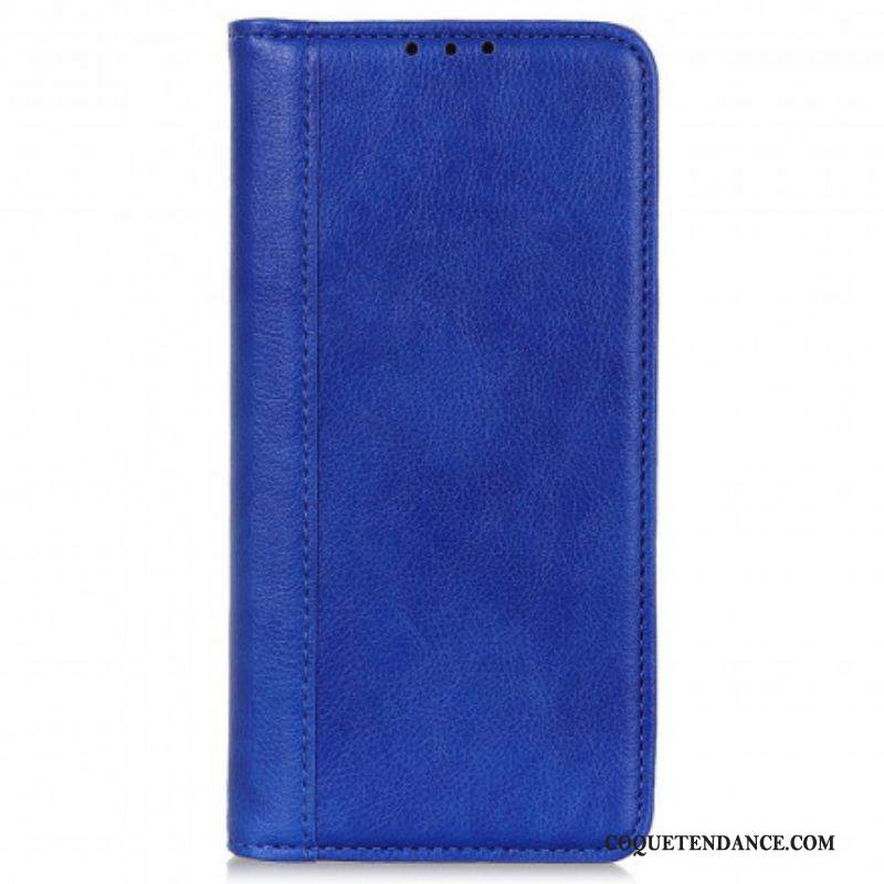 Flip Cover Motorola Edge 20 Lite Version Cuir Litchi Fendu