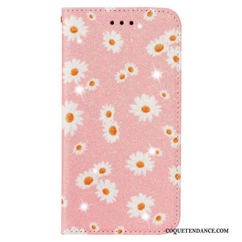 Flip Cover Samsung Galaxy A51 5G Simili Cuir Marguerites