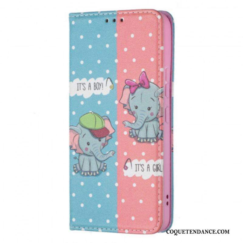 Flip Cover Samsung Galaxy S22 5G Bébés Éléphants