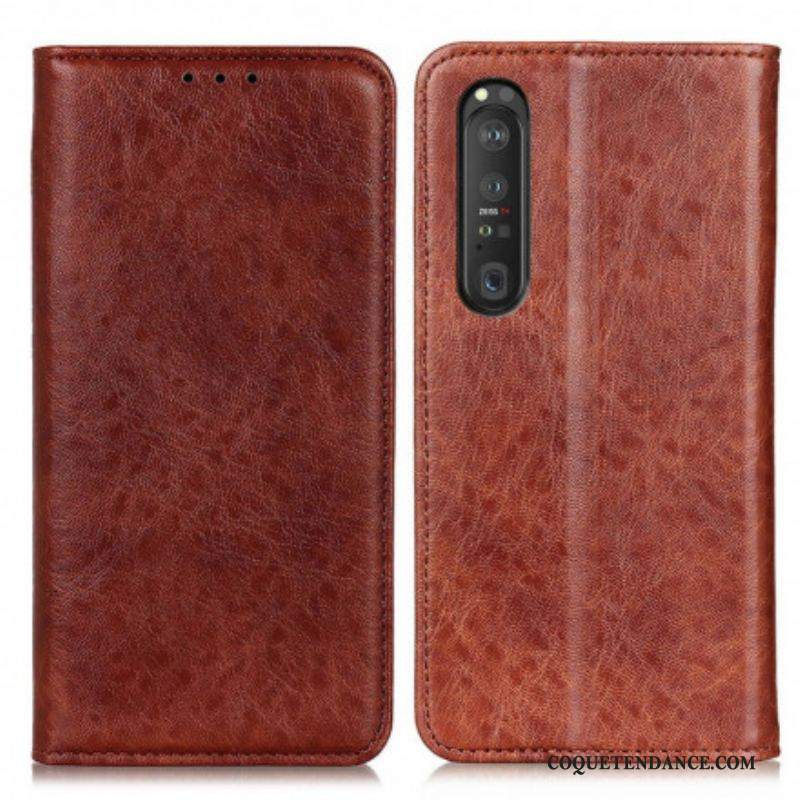 Flip Cover Sony Xperia 1 III Cuir Fendu Texturé