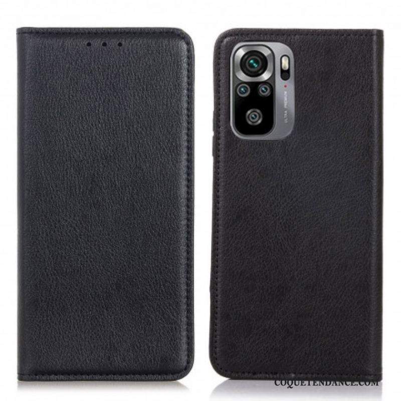 Flip Cover Xiaomi Redmi Note 10/10S/Poco M5s Cuir Fendu Litchi