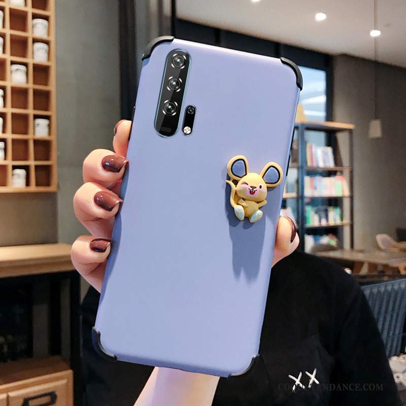 Honor 20 Pro Coque Charmant Bleu Dessin Animé Délavé En Daim Silicone