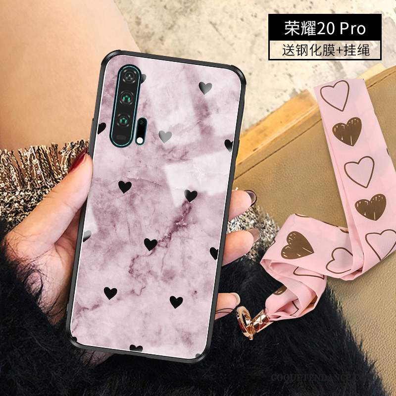 Honor 20 Pro Coque Verre Net Rouge Incassable Très Mince Tendance