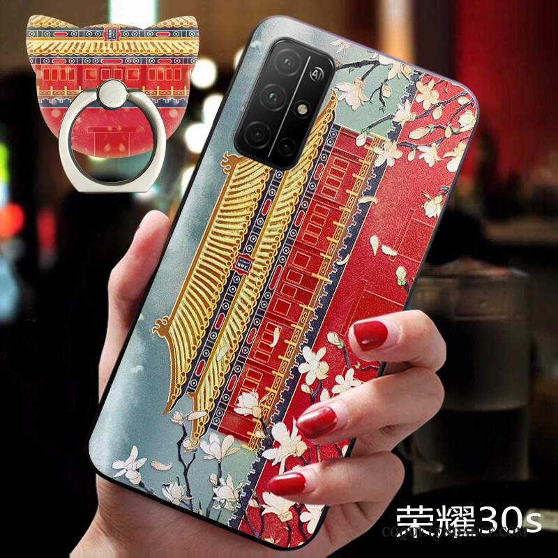 Honor 30s Coque Nouveau Fluide Doux Rouge Délavé En Daim Incassable