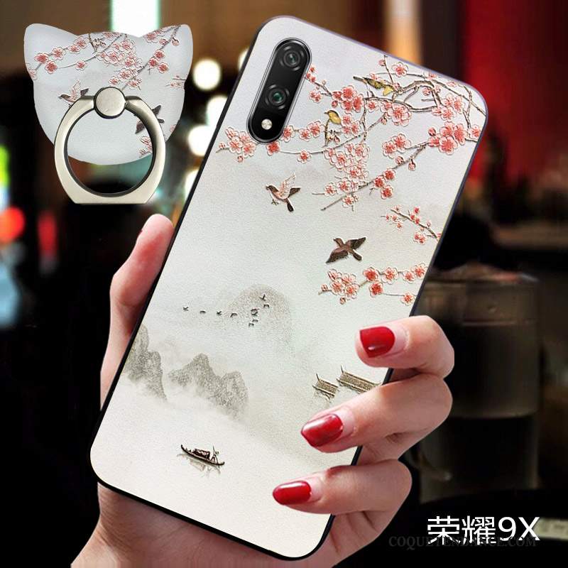 Honor 9x Coque Fluide Doux Personnalité Style Chinois Silicone Amoureux