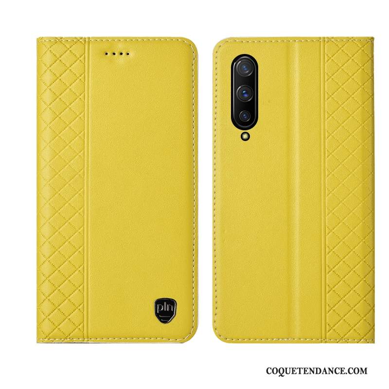 Honor 9x Pro Coque Cuir Véritable Housse Jaune Protection Étui