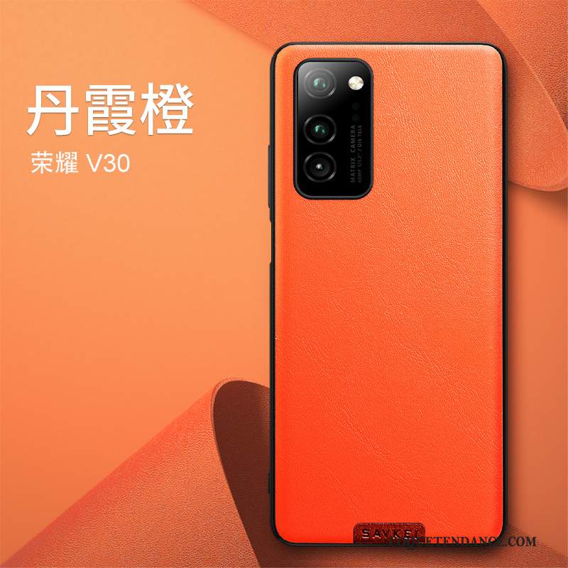 Honor View30 Coque Marque De Tendance Cuir Véritable Tout Compris Net Rouge De Téléphone