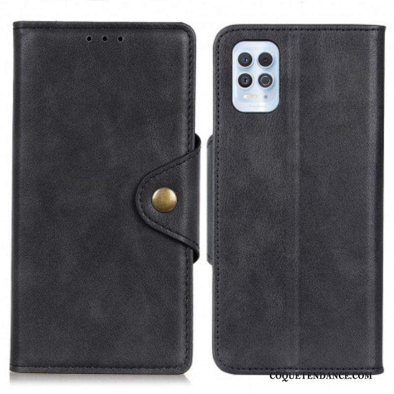 Housse Moto G100 Simili Cuir Bouton