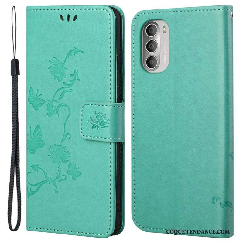 Housse Moto G51 5G Papillons et Fleurs D'Asie