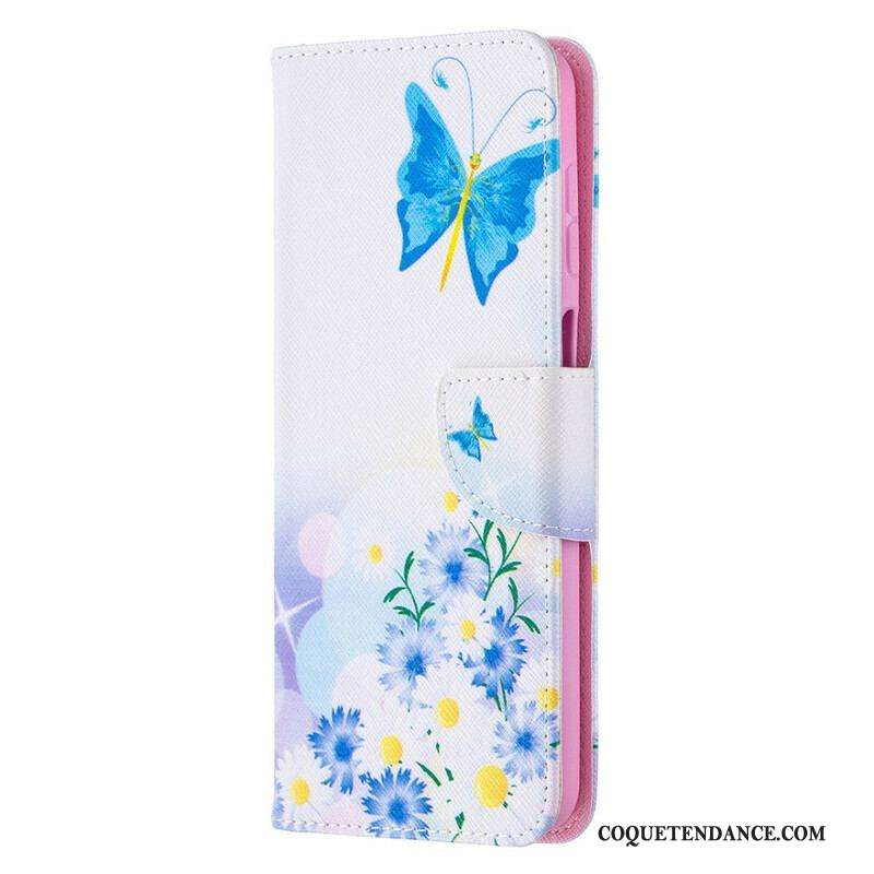 Housse Samsung Galaxy A12 / M12 Papillons et Fleurs Peints