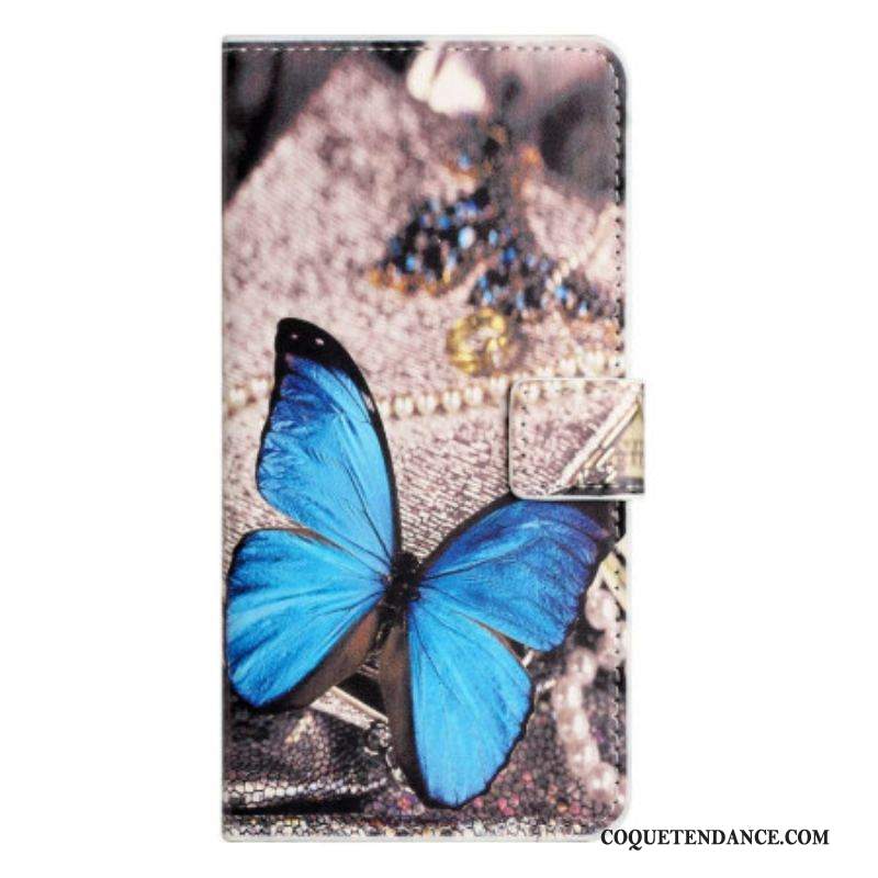 Housse Samsung Galaxy A14 5G / A14 Papillon Bleu