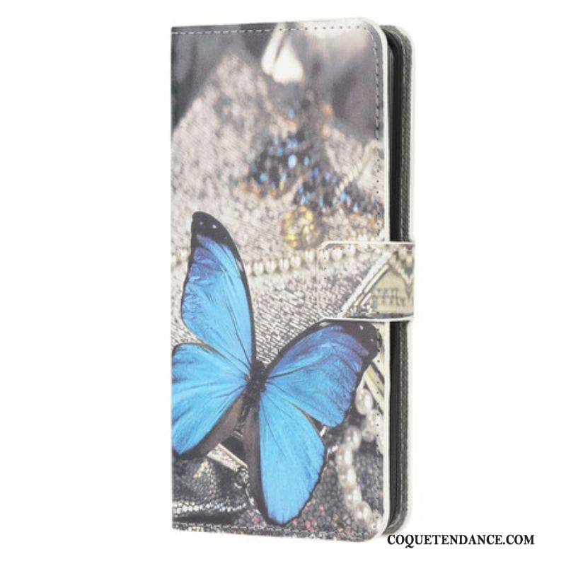 Housse Samsung Galaxy A42 5G Papillon Prestige Bleu