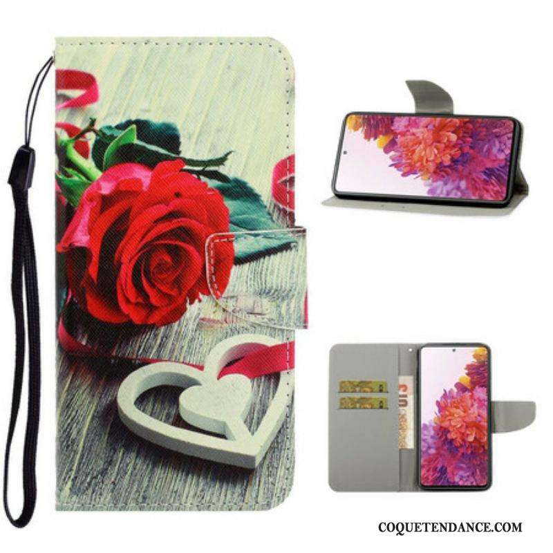 Housse Samsung Galaxy S20 FE Rose Romantique à Lanière