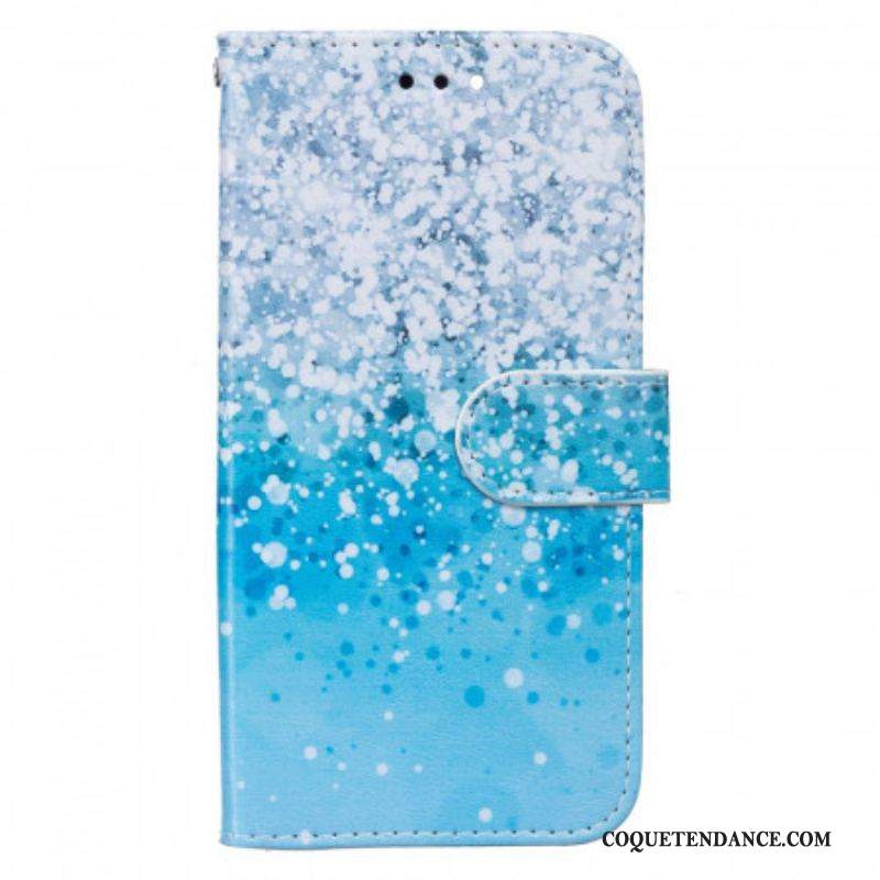 Housse Samsung Galaxy S22 5G Dégradé Paillettes Bleues